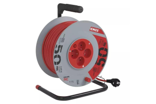 Kabel prodlužovací 50m/230V, buben, 4 zásuvky