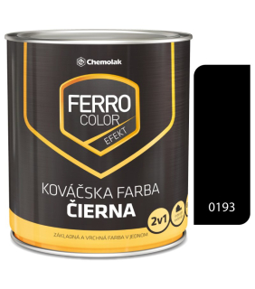 FERRO COLOR EFEKT kovářská černá - Matná antikorozní barva na kovy 0,75l