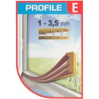 Těsnění pro dveře a okna "E" 9x4mm-6m bílé, hnědé