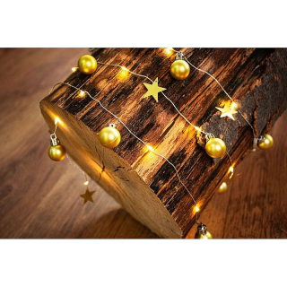Řetěz MagicHome baňky stříbrná a zlatá, 20xled, 2xAA