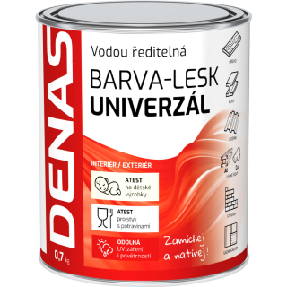 DENAS UNIVERZÁL-LESK vrchní barva na dřevo, kov a beton 700ml, 0199 černá