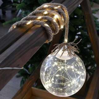 Řetěz MagicHome, Balldeco, žárovky, lano, 50 mLED teplá bílá, 3xAA, IP20, interiér, L-0,50