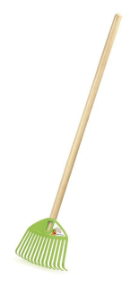 Hrábě FOCUS dětské, dřevěná násada 71cm, zelené, červené, modré