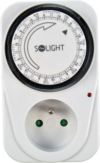 Hodiny spínací SOLIGHT ZS 4 (DT02) se zásuvkou týdenní 16A 230V IP20