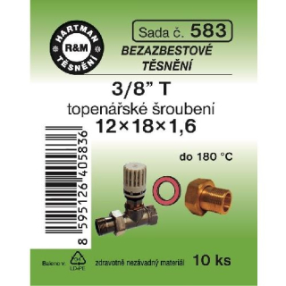 Těsnění Hartman bezazbest, topenářské šroubení 12x18x1,6 - 3/8" T, sada č. 3102