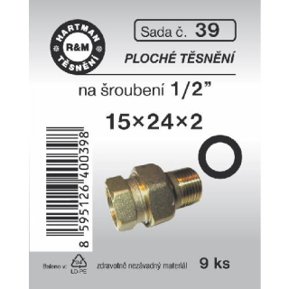 Těsnění Hartman na 1/2" šroubení 15x24x2, sada č. 39