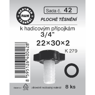 Těsnění Hartman k hadicovým přípojkám K 279 22x30x2 3/4", sada č. 42