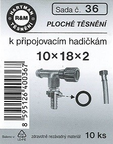 Těsnění Hartman k PO vent. a přip. hadičkám 10x18x2 - 1/2", sada č. 36