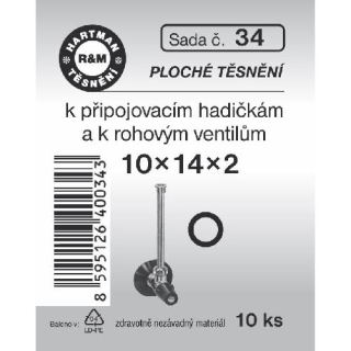 Těsnění Hartman k roháčkům a přip. hadičkám 10x14x2, sada č. 34
