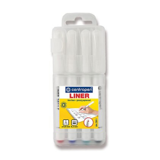 Popisovač 4ks, 2811 jemný hrot, Centropen Liner
