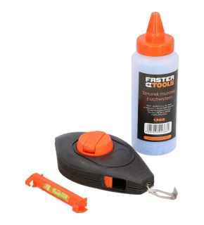 Šňůra zednická s držákem a křídou FASTER TOOLS 15m (brnkačka)