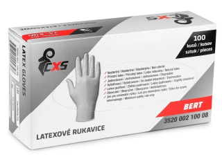 Rukavice BERT jednorázové, latexové, bílé, vel. 8"