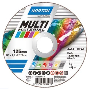Kotouč řezný Norton Multi materiál 125x1x22mm
