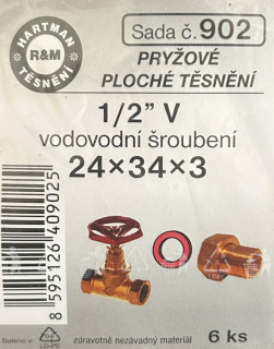 Těsnění pryž. Hartman sada 1/2" V - 24x34x3, sada č. 902